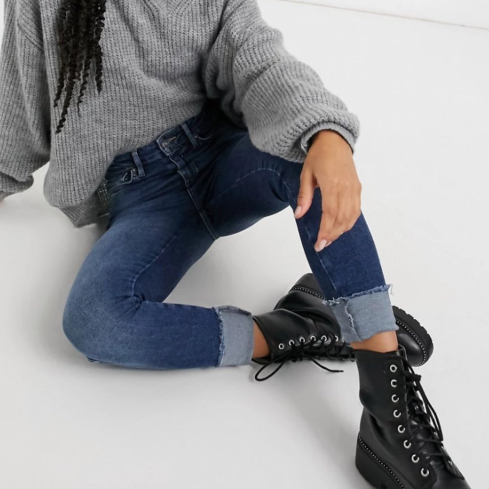 Free People Womens Denim Raw Hem Ankle Jeans
